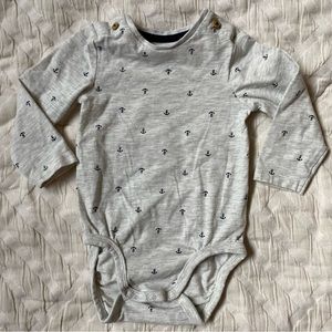 H&M Organic Anchor Print Long Sleeve Bodysuit